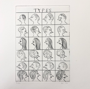 David Shrigley Etching "Types"
